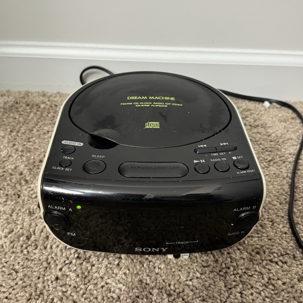 Sony Dream Machine ICF-CD814 FM AM CD Clock Radio Alarm Clock Black Silver Works - Picture 2 of 14